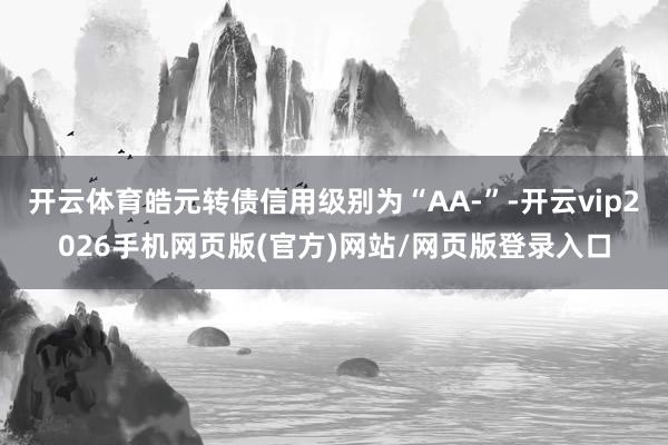 开云体育皓元转债信用级别为“AA-”-开云vip2026手机网页版(官方)网站/网页版登录入口